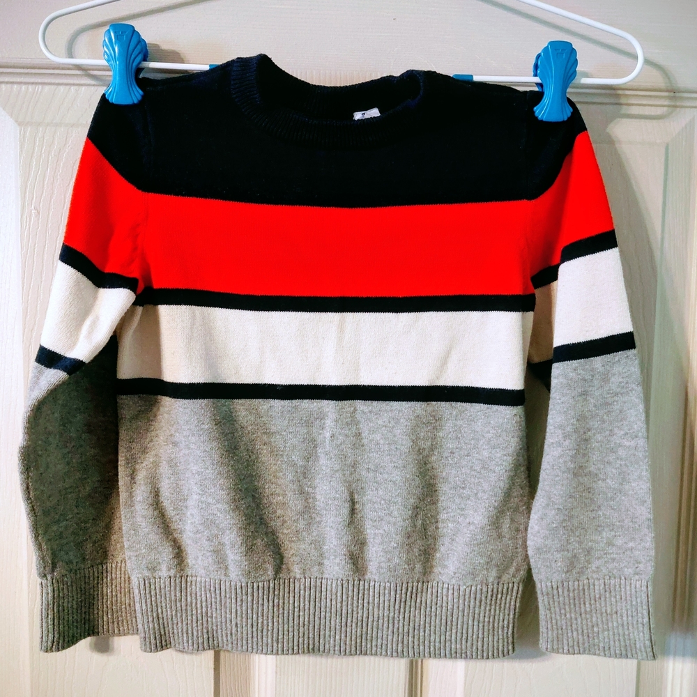 The Children's Place Colorblock Sweater - Red, White, Gray 4/XS